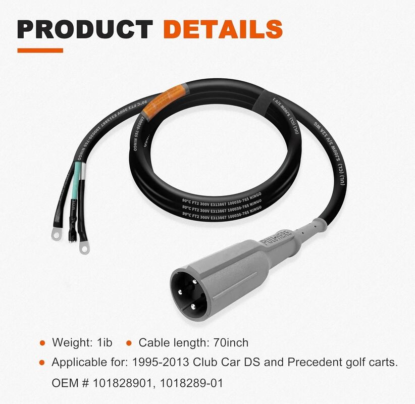 48V Charger Cord for Club Car, Replaces OEM 101828901/1018289-01